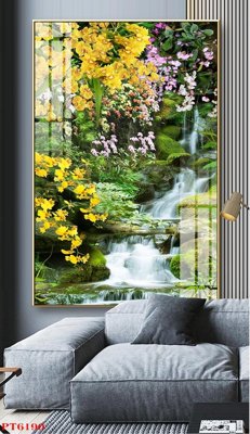 File PSD Tranh sơn thủy thác nước PT6190 (gốc) cho designer