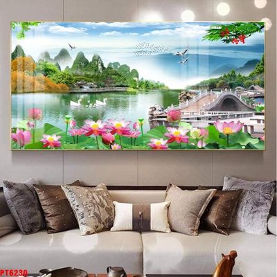 Download file gốc Tranh sơn thủy thác nước PT6230 (in mica) 3D