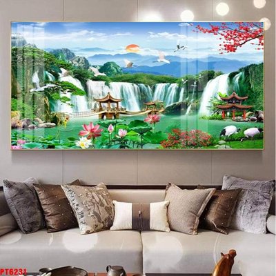 Tải file Tranh sơn thủy thác nước PT6231 (gốc) làm tranh treo tường