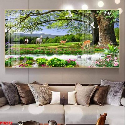 File ảnh Tranh sơn thủy thác nước PT6232 (gốc) in biển hiệu