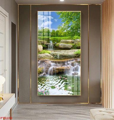 File ảnh Tranh sơn thủy thác nước PT6233 (gốc) in Hiflex