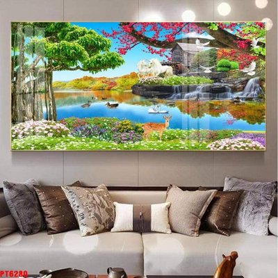 File gốc in ấn Tranh sơn thủy thác nước PT6280 chuẩn màu CMYK