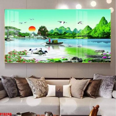 File gốc Tranh sơn thủy thác nước PT6289 (ảnh rõ nét) để in