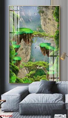 File in ấn Tranh sơn thủy thác nước PT6290 (bản gốc) chất lượng cao