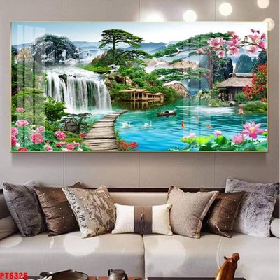 File ảnh gốc Tranh sơn thủy thác nước PT6325 không vỡ nét