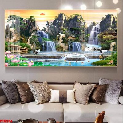 Download file gốc Tranh sơn thủy thác nước PT6334 (in mica) logo