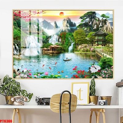 Tệp tin gốc Tranh sơn thủy thác nước PT6366 (chất lượng cao) Tranh sơn thủy thác nước PT6366