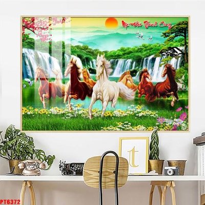 File tranh Tranh sơn thủy thác nước PT6372 (file gốc) chuẩn màu in