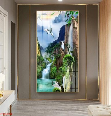 Tải file Tranh sơn thủy thác nước PT6379 (gốc) in nhanh