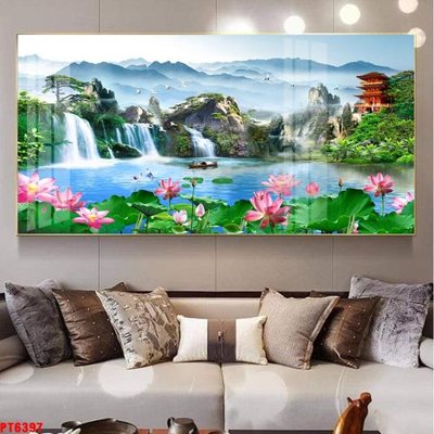 Tải file Tranh sơn thủy thác nước PT6397 (gốc) in nhanh