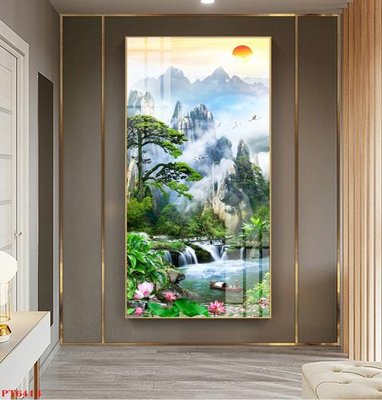 File in trần Tranh sơn thủy thác nước PT6413 (file gốc) chủ đề vũ trụ