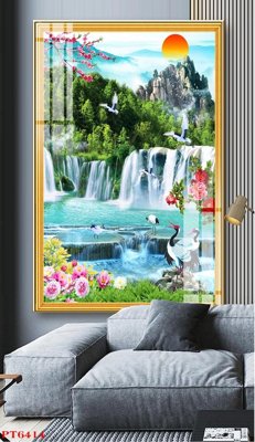 Tải file gốc Tranh sơn thủy thác nước PT6414 (bản PSD) chỉnh sửa được