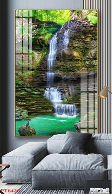 File gốc in ấn Tranh sơn thủy thác nước PT6426 (sẵn sàng tải về)