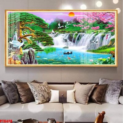 File in trần Tranh sơn thủy thác nước PT6428 (file gốc) chủ đề vũ trụ