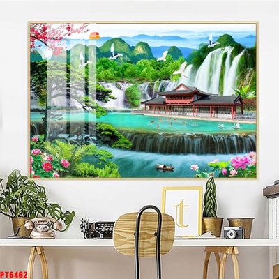 File gốc Tranh sơn thủy thác nước PT6462 (PSD/TIFF) độ phân giải cao