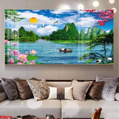 File gốc Tranh sơn thủy thác nước PT6473 (trang trí) phòng trẻ em