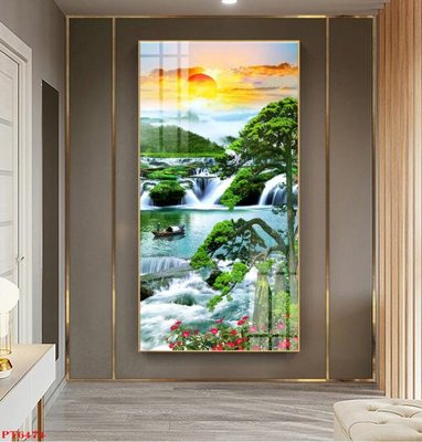 Hình ảnh gốc Tranh sơn thủy thác nước PT6474 (để in khổ lớn)