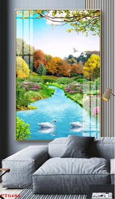 Tải file Tranh sơn thủy thác nước PT6484 (ảnh gốc) in tranh kính