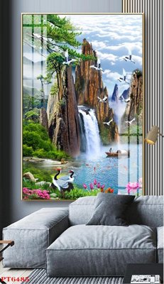 File tranh ảnh gốc Tranh sơn thủy thác nước PT6485 dùng cho in khổ lớn