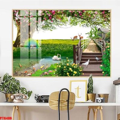 Tải file Tranh sơn thủy thác nước PT6486 (gốc) làm tranh treo tường