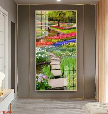 File ảnh Tranh sơn thủy thác nước PT6490 (gốc) dùng in Pano