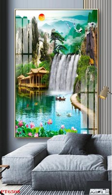 Download file tranh Tranh sơn thủy thác nước PT6508 (file gốc PSD)