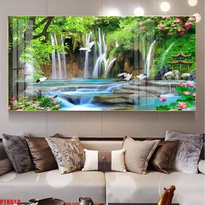 File gốc Tranh sơn thủy thác nước PT6513 (chuẩn CMYK) cho nhà in