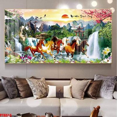 Mua file gốc Tranh sơn thủy thác nước PT6515 (in ấn) tại Filetranh.com