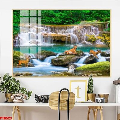 File in trần Tranh sơn thủy thác nước PT6523 (bản gốc) phong cảnh