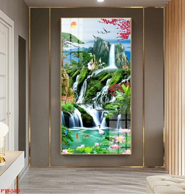 Tải file Tranh sơn thủy thác nước PT6525 (gốc) làm file in ấn