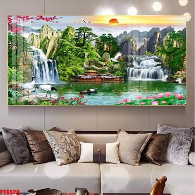 Tải file Tranh sơn thủy thác nước PT6529 (gốc) làm file in ấn