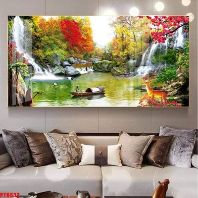 File tranh Tranh sơn thủy thác nước PT6532 (bản gốc) in canvas