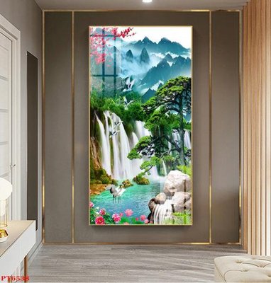 Download file Tranh sơn thủy thác nước PT6538 (chuẩn in) chất lượng cao
