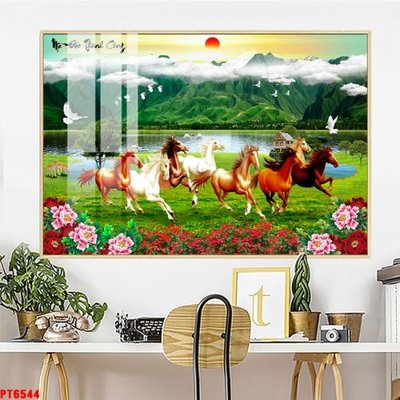 File tranh trang trí Tranh sơn thủy thác nước PT6544 (file gốc)