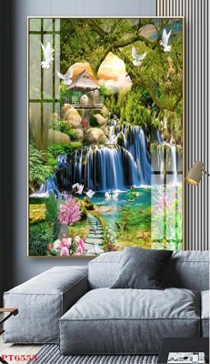 File gốc Tranh sơn thủy thác nước PT6553 (phong cách) châu Âu