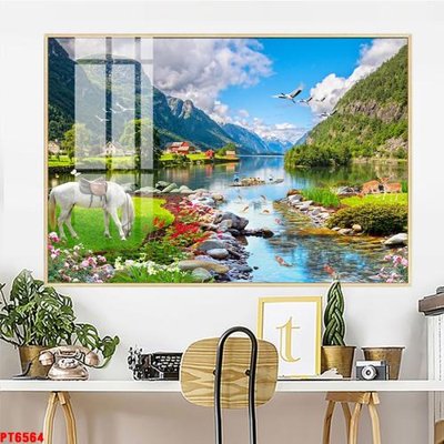 Download file gốc Tranh sơn thủy thác nước PT6564 (dùng cho in ấn)