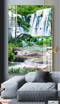 Download file Tranh sơn thủy thác nước PT6571 (gốc) cho xưởng in