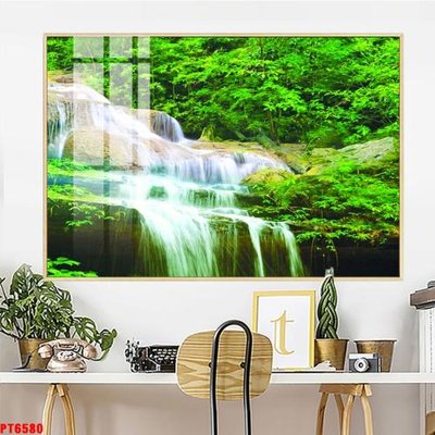 File tranh Tranh sơn thủy thác nước PT6580 (bản gốc) trang trí văn phòng