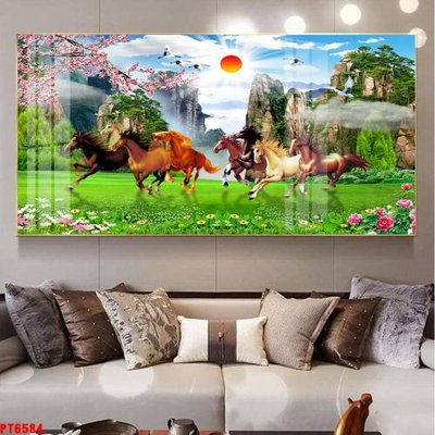 Hình ảnh file gốc in lụa Tranh sơn thủy thác nước PT6584