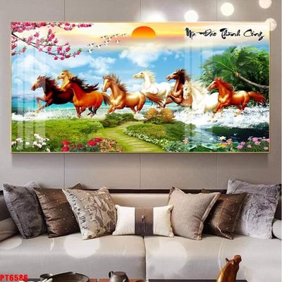 File tranh Tranh sơn thủy thác nước PT6586 (bản gốc) in lụa dán tường