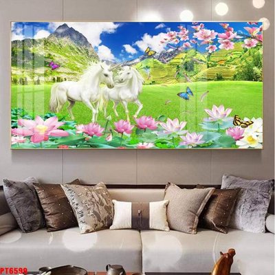 File in ấn Tranh sơn thủy thác nước PT6599 (bản gốc) sắc nét