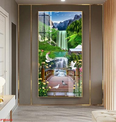 Tệp tin gốc Tranh sơn thủy thác nước PT6613 (dùng cho in) Tranh sơn thủy thác nước PT6613