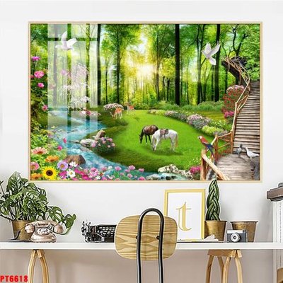 File gốc Tranh sơn thủy thác nước PT6618 (in 3D) cho trang trí