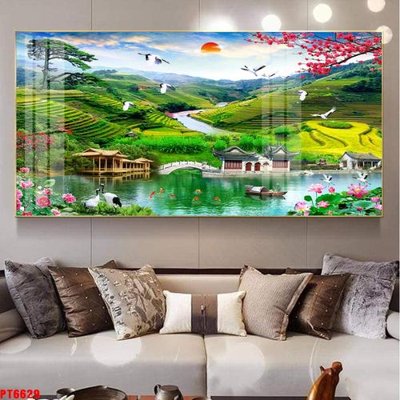 File ảnh Tranh sơn thủy thác nước PT6629 (gốc) in standee