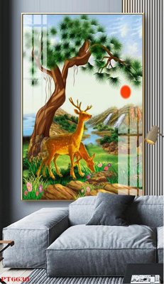 File tranh in tráng gương Tranh sơn thủy thác nước PT6630 (siêu nét)