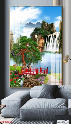 File tranh in mica Tranh sơn thủy thác nước PT6631 (độ phân giải cao)