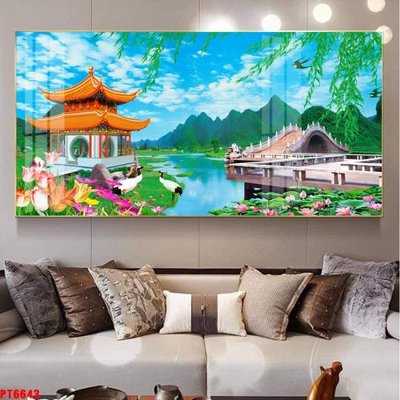 Hình ảnh gốc Tranh sơn thủy thác nước PT6643 (để in khổ lớn)