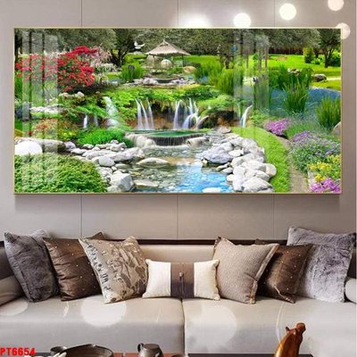 File PSD Tranh sơn thủy thác nước PT6654 (chất lượng in ấn)