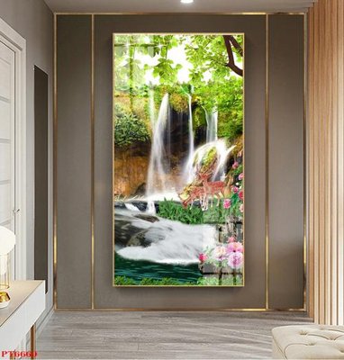 File PSD Tranh sơn thủy thác nước PT6669 (bản gốc) đã tách nền