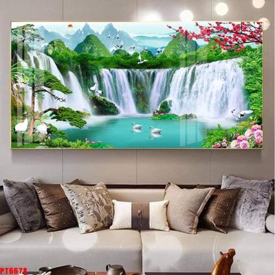 File gốc Tranh sơn thủy thác nước PT6678 (phong cách) châu Âu